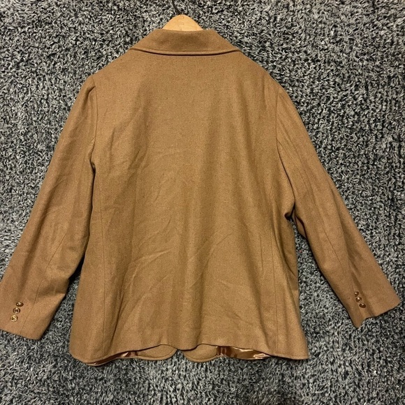 Vintage Trissi’s Woman Wool Blend Blazer Size 18 Tan Shoulder Pads - Picture 4 of 10